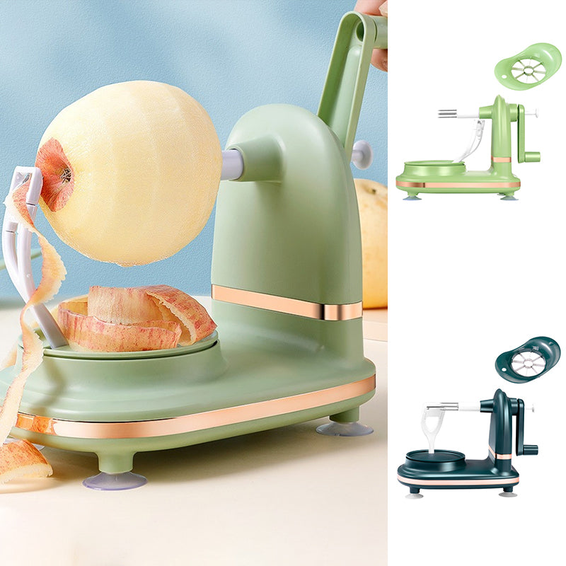 Hand-operated apple peeler
