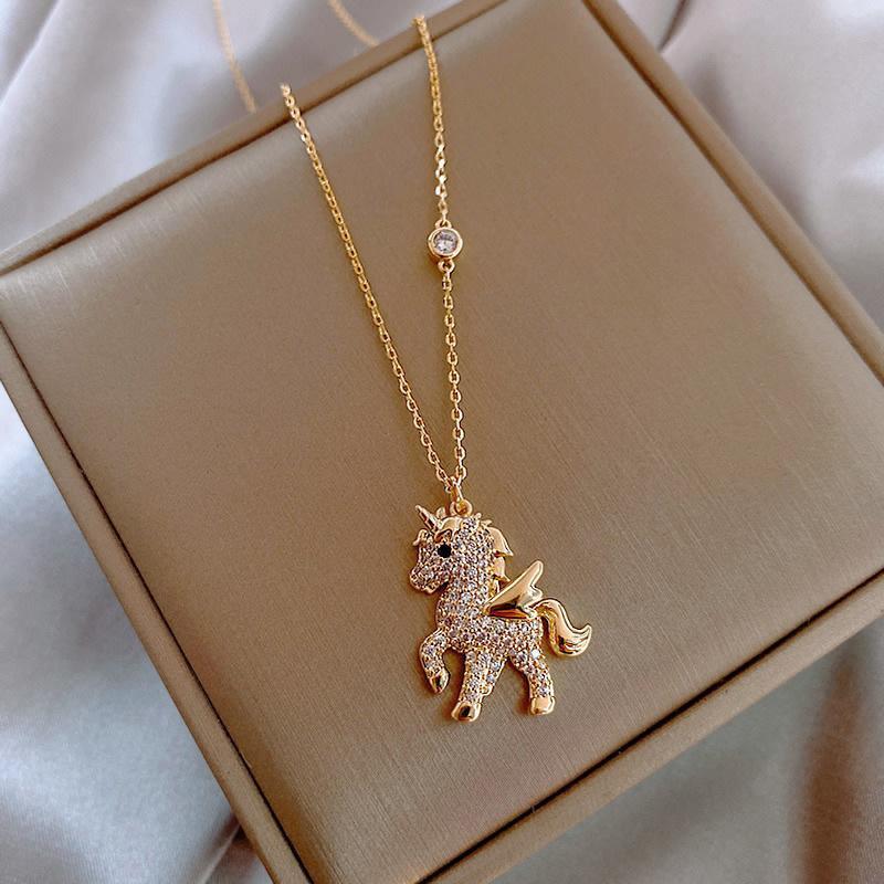 Beautiful Angel Horse Pendant Necklace