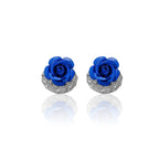 Blue Rose Stud Earrings