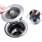3-in-1 Sink Drain Strainer with Anti-Clogging and Odor Control