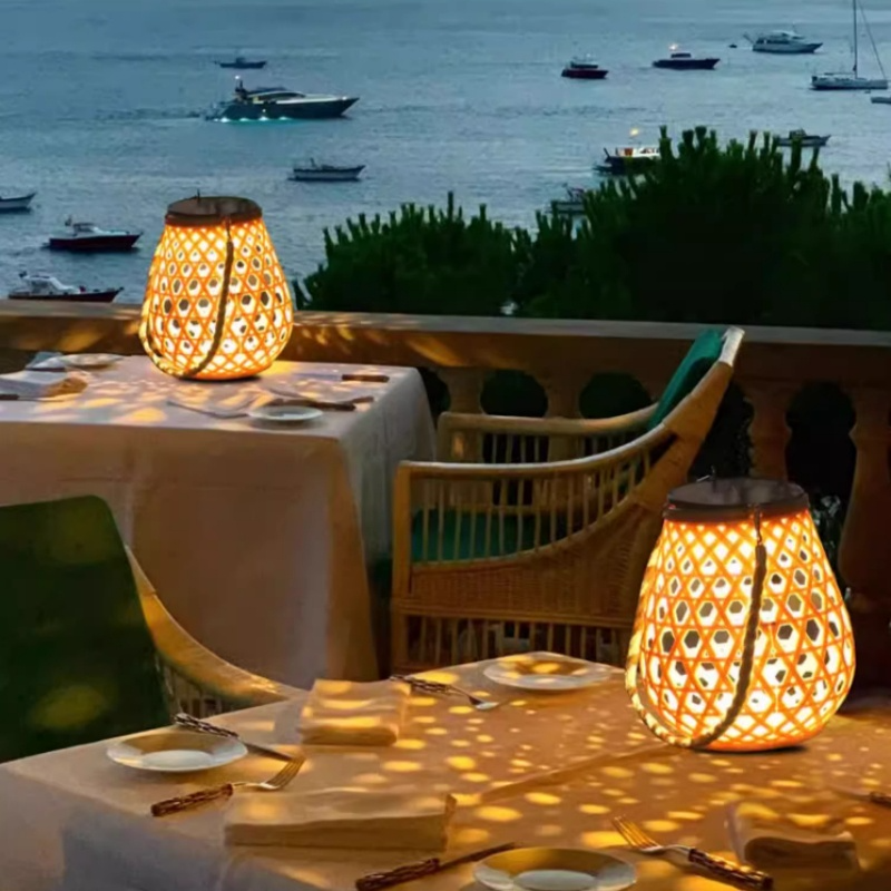 Solar LED Rattan Lantern – Large Outdoor Lighting in Oval Design for Garden and Terrace
