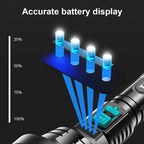 90000LM LED flashlight – Tactical searchlight with USB charging and super bright lighting
