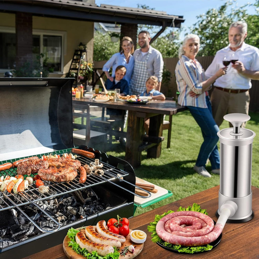 Sausage filler with 4 different size filling tubes