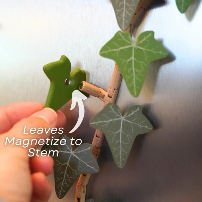3D Printed Ivy Refrigerator Magnet — Realistic Plant Decoration with Strong Adhesion