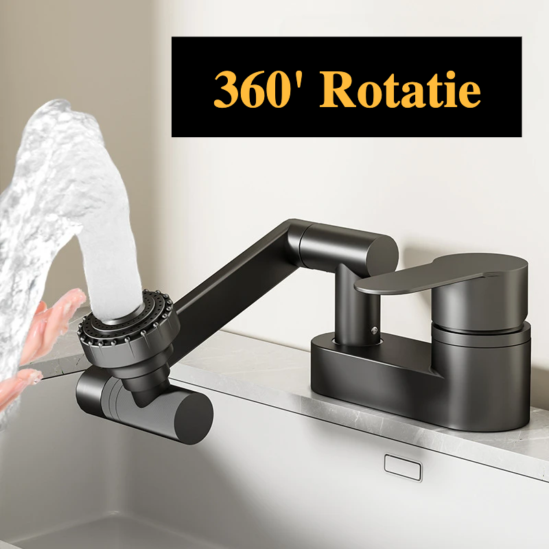 Two-Hole Bathroom Faucet with 360-Degree Swivel Spout