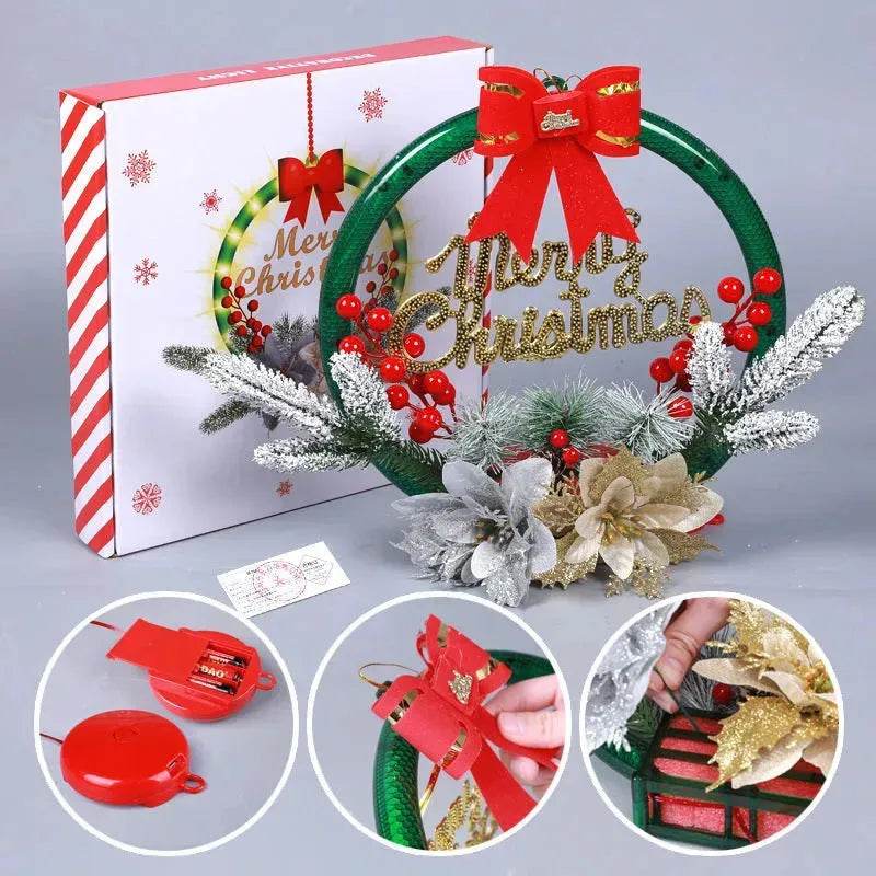 Christmas Luminous LED Light Garland Door Hanging wreaths Decorations