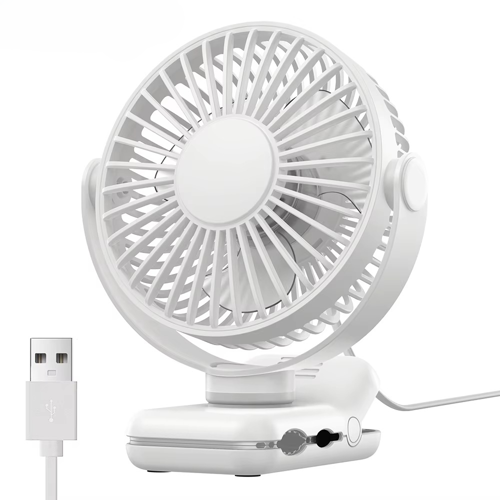 USB Clip-On Desk Fan with Quiet Brushless Motor and Strong Clamp – Portable Mini Personal Cooling Fan