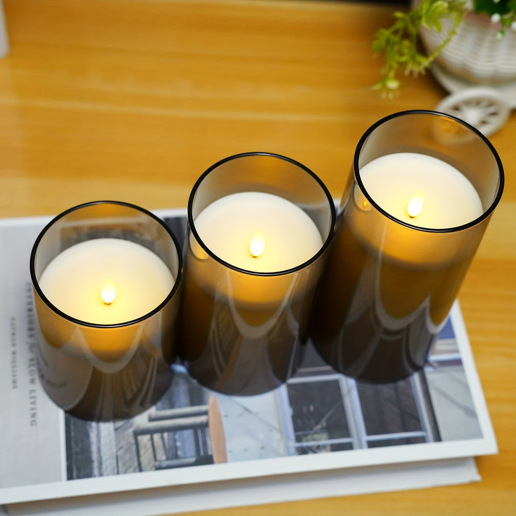 FlamelessGlow – Gray LED Candle with Timer