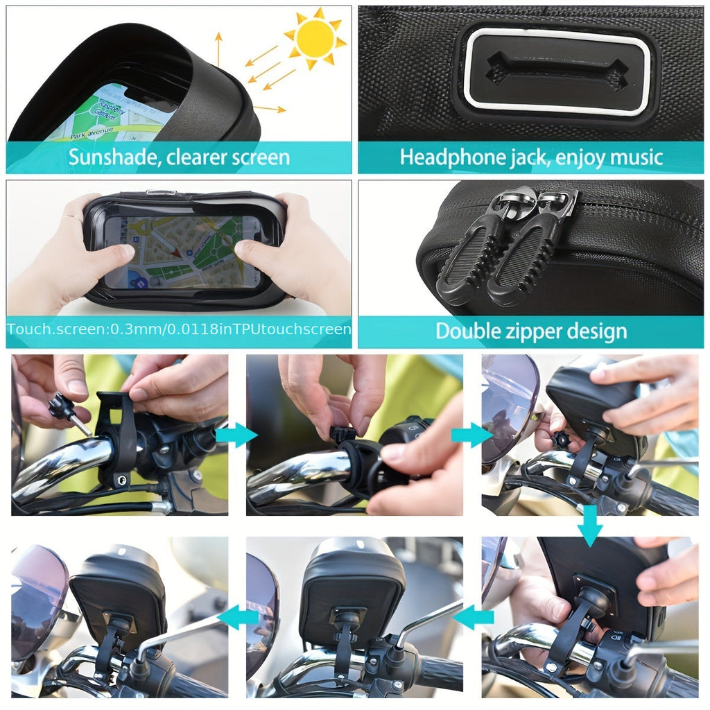 Waterproof Phone Holder for Bicycle and Motorcycle – 360° Rotatable and Suitable for 4.5–6.4 Inches