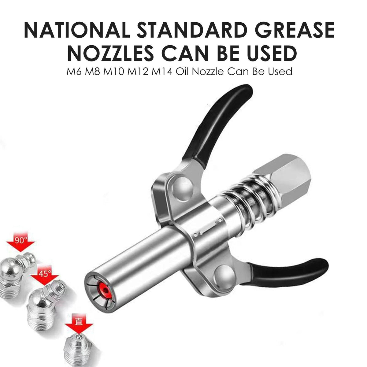 Powerful lock on grease connections with spring flex lines