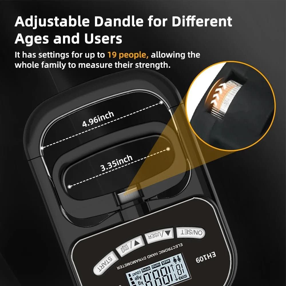 Precise hand-held measuring device for grip force measurement up to 120 kg