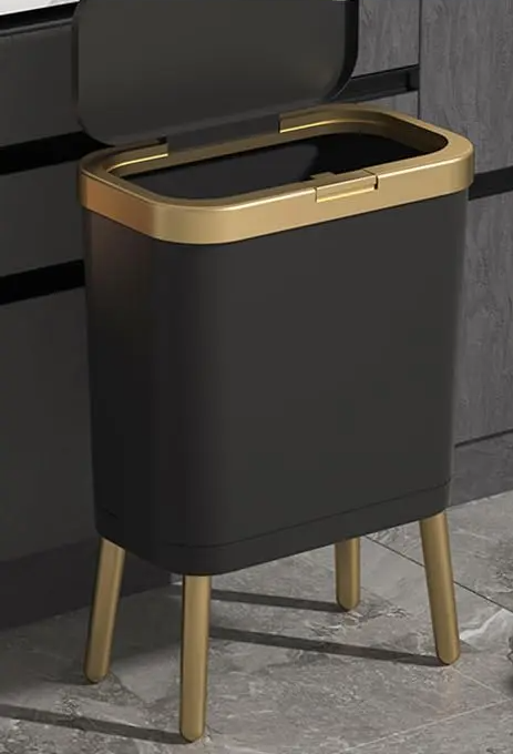 GoldenSlim Modern Trash Can with Lid