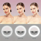 LED Selfie Ring Light with Rechargeable Battery - Perfect Circle Lighting for Makeup and Photography, Compatible with Phones and Computers