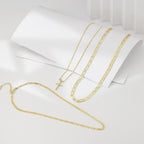 3pc 14k Layered Cross Necklace Stack