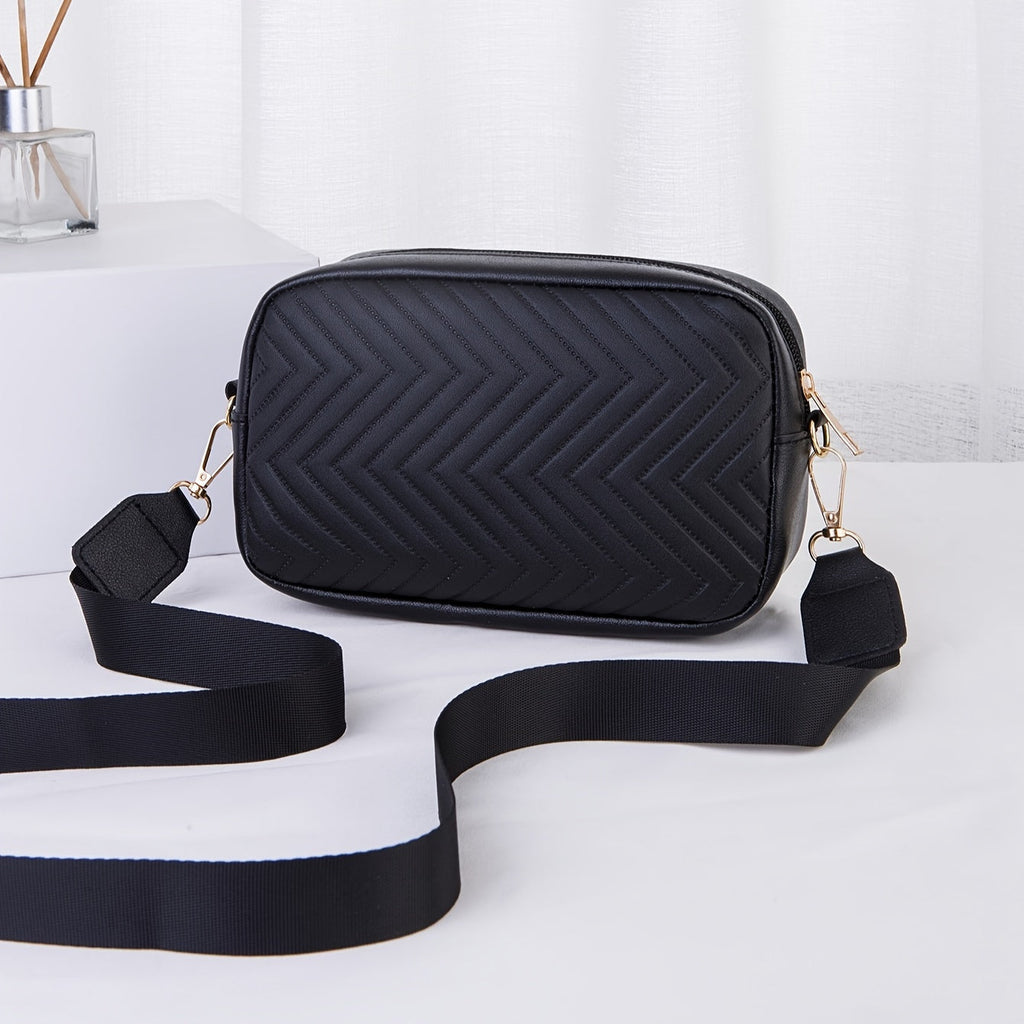 NoirGlitz Padded PU Messenger Bag – Black Elegant Shoulder Bag with Sequins and Removable Strap