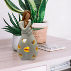 Embracing Mother Daughter Figure Flickering Candle Holder - LoveGlow