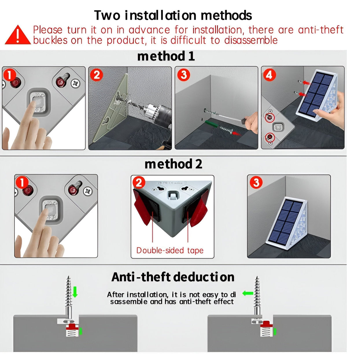 2-Pack Triangular Solar Step Lights – IP67 Waterproof LED Outdoor Garden Lights