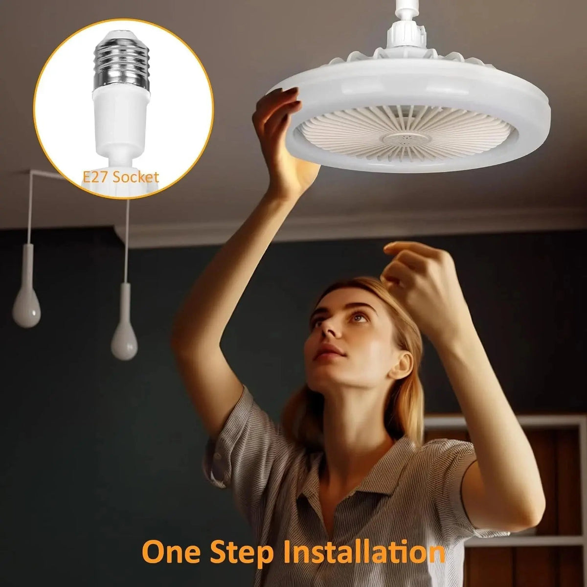 2-in-1 Ceiling Lamp with Fan – Controllable via Remote Control