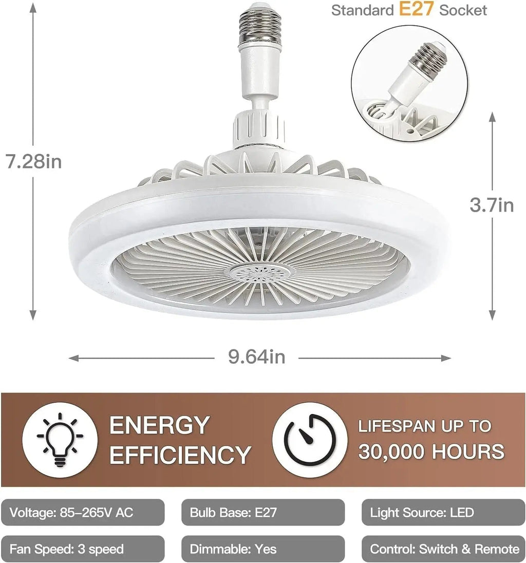 2-in-1 Ceiling Lamp with Fan – Controllable via Remote Control