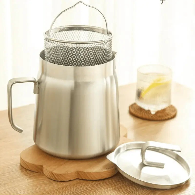 2-in-1 Stainless Steel Fat Filter Pot – Frying & Oil Straining in One