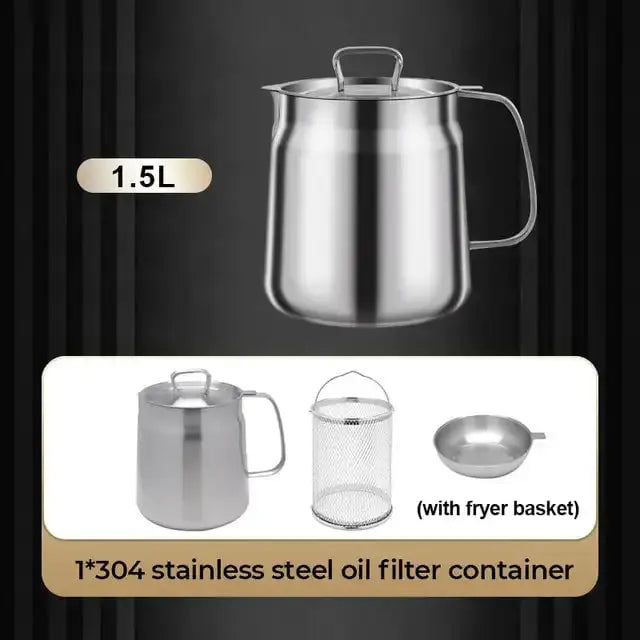 2-in-1 Stainless Steel Fat Filter Pot – Frying & Oil Straining in One