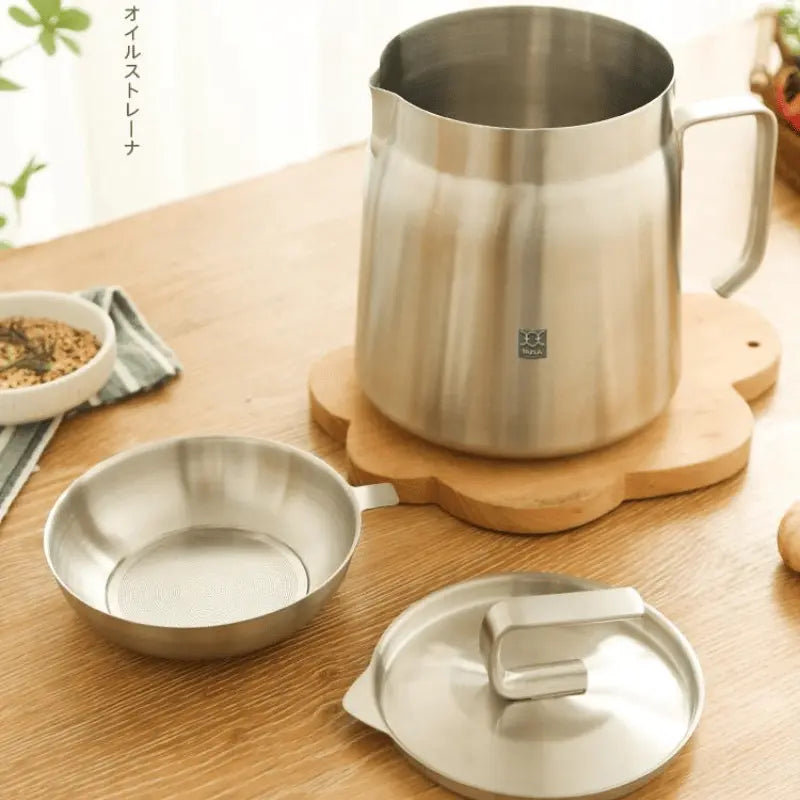 2-in-1 Stainless Steel Fat Filter Pot – Frying & Oil Straining in One