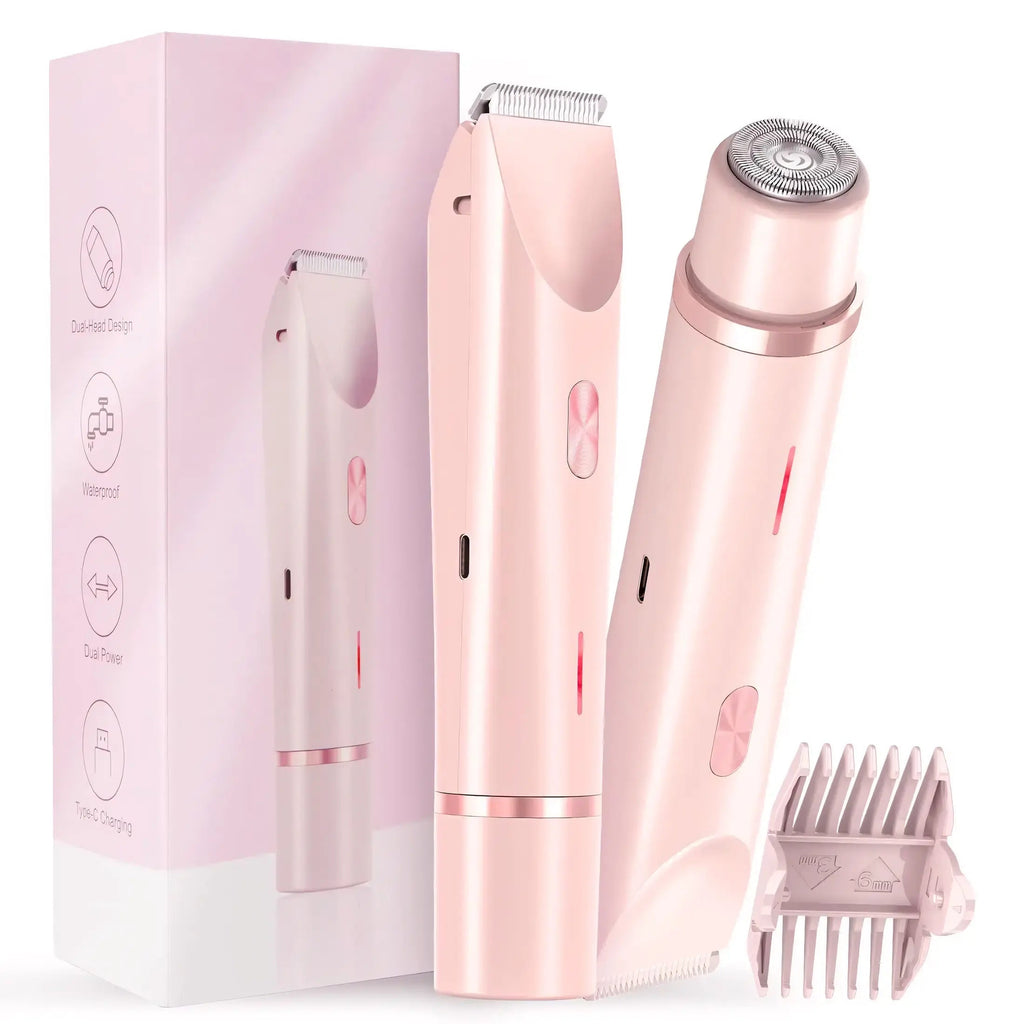 2-in-1 Electric Razor for Women with Dual Head Design