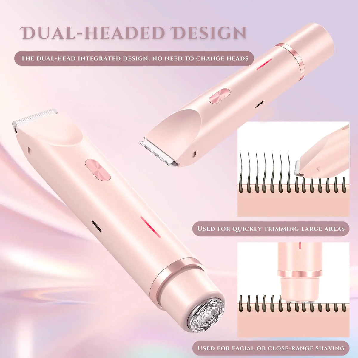 2-in-1 Electric Razor for Women with Dual Head Design