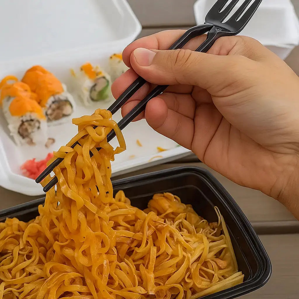 2-in-1 Fork & Chopsticks – Ideal for Pasta, Sushi, Salad & Dessert