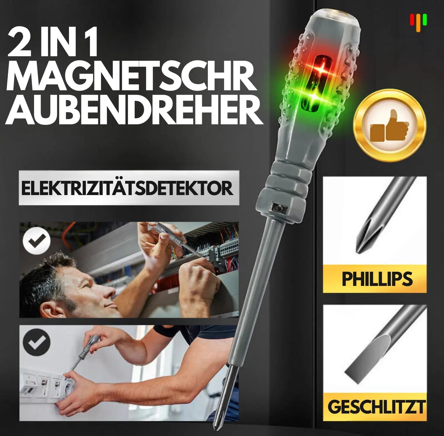 2-in-1 Voltage Tester Screwdriver (2 pieces/set)