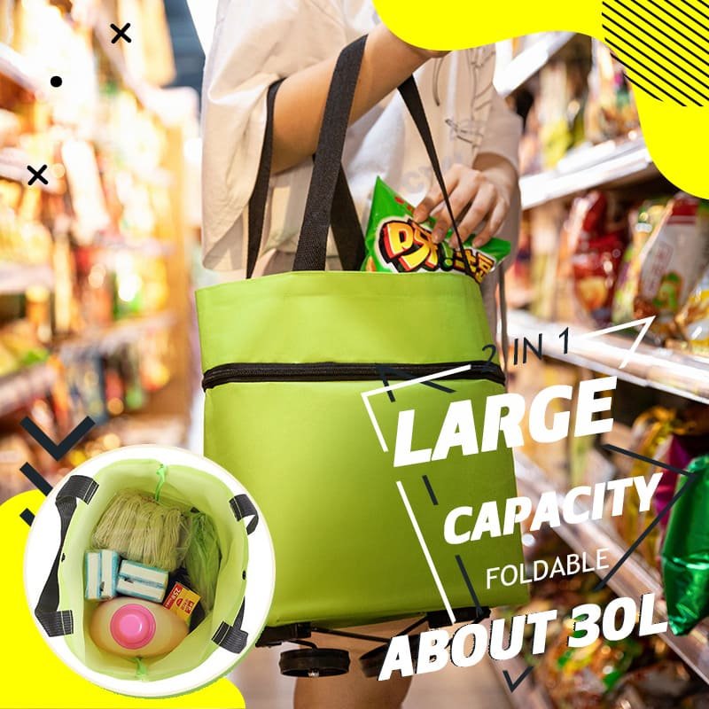 2-in-1 Convertible Shopping Bag with Wheels - CarryFlex