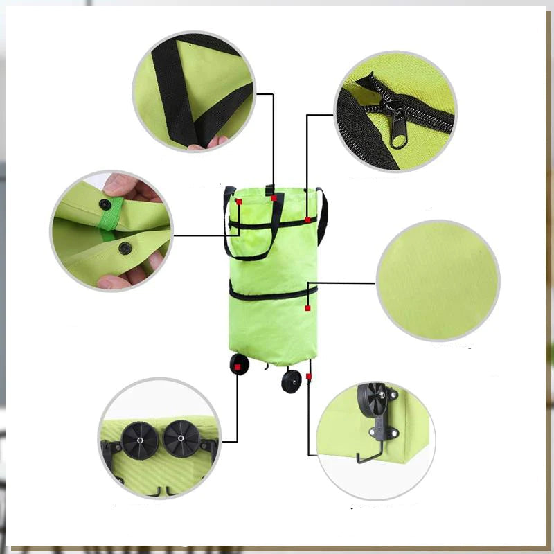 2-in-1 Foldable Shopping Bag with Wheels