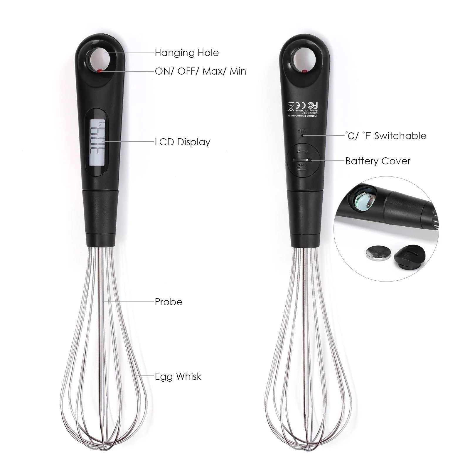 2-in-1 Instant-Read Food Thermometer and Egg Beater