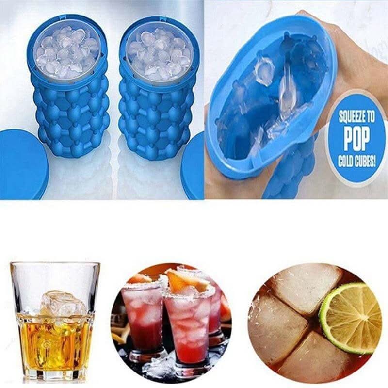 Space-saving 2-in-1 silicone ice cube tray with cooling function