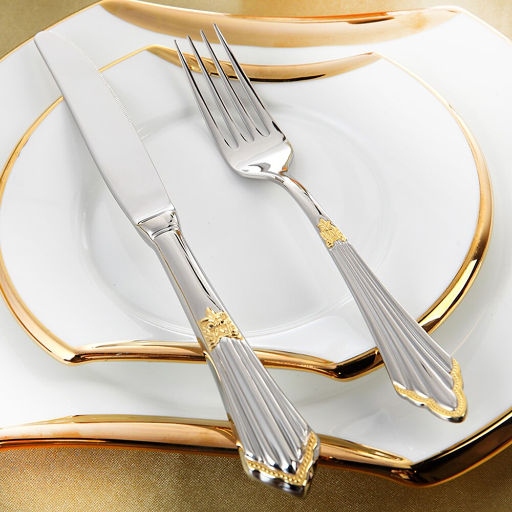 24- or 48-Piece Stainless Steel Cutlery Set in Gold Finish - GlowCut