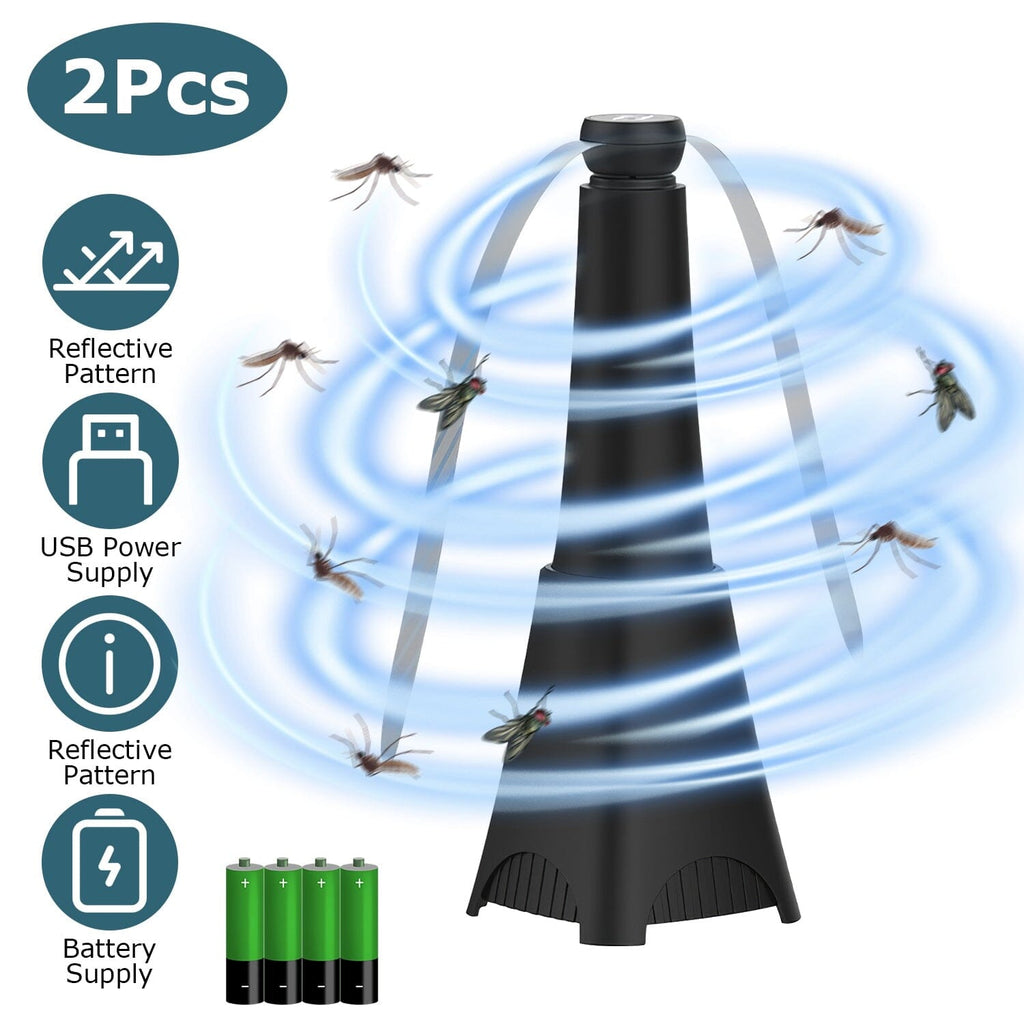 2-pack: Carrying fan with reflective fly repellent, rechargeable battery operated