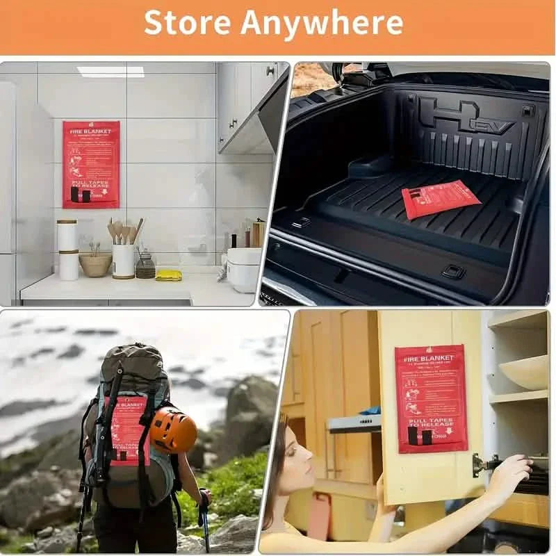 2-Pack: Premium Fiberglass Fire Blankets - Heat Resistant, Compact and Reusable