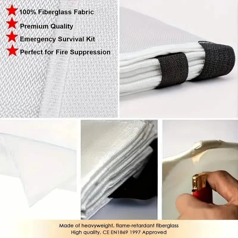 2-Pack: Premium Fiberglass Fire Blankets - Heat Resistant, Compact and Reusable