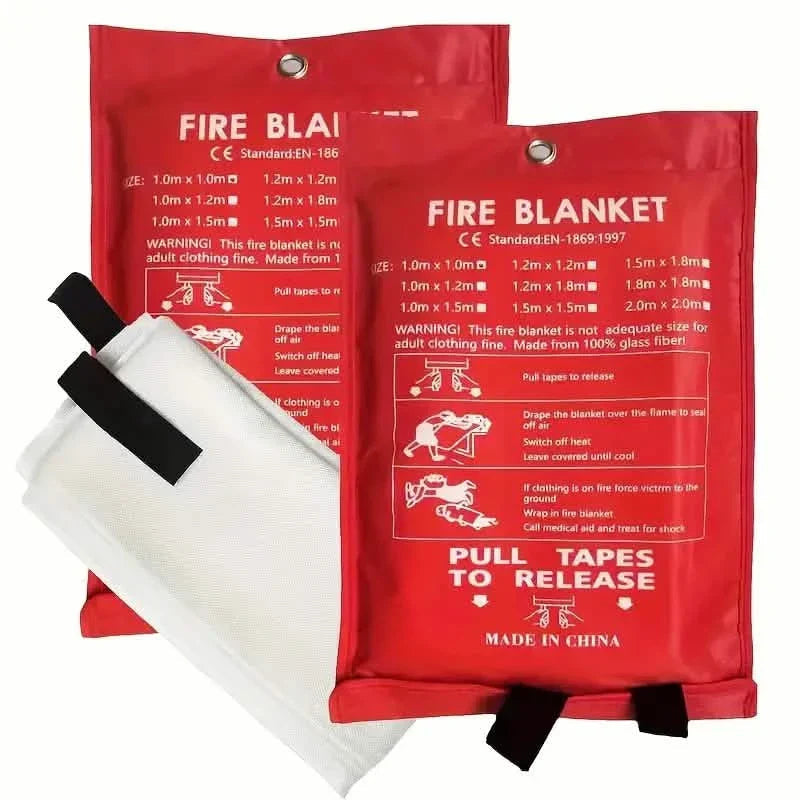 2-Pack: Premium Fiberglass Fire Blankets - Heat Resistant, Compact and Reusable