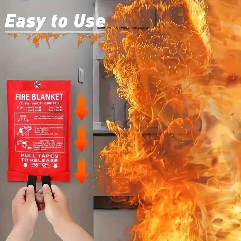 2-Pack: Premium Fiberglass Fire Blankets - Heat Resistant, Compact and Reusable