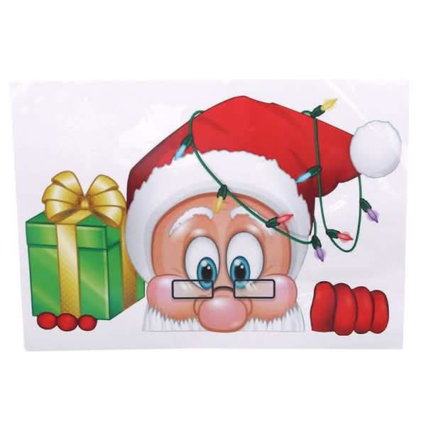 2-Pack: Santa Claus Moose Shop Hotel Christmas Window Double-Sided Glass Sticker