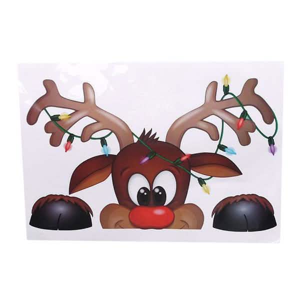 2-Pack: Santa Claus Moose Shop Hotel Christmas Window Double-Sided Glass Sticker