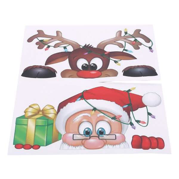 2-Pack: Santa Claus Moose Shop Hotel Christmas Window Double-Sided Glass Sticker