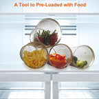 2-piece: Portable BBQ Roll Cart Round Stainless Steel Grill