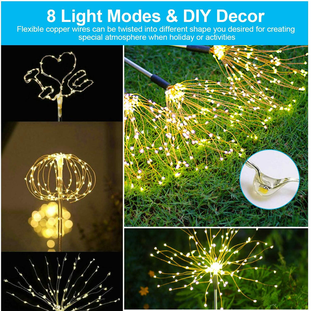 2-piece: Solar-powered star explosion garden lights