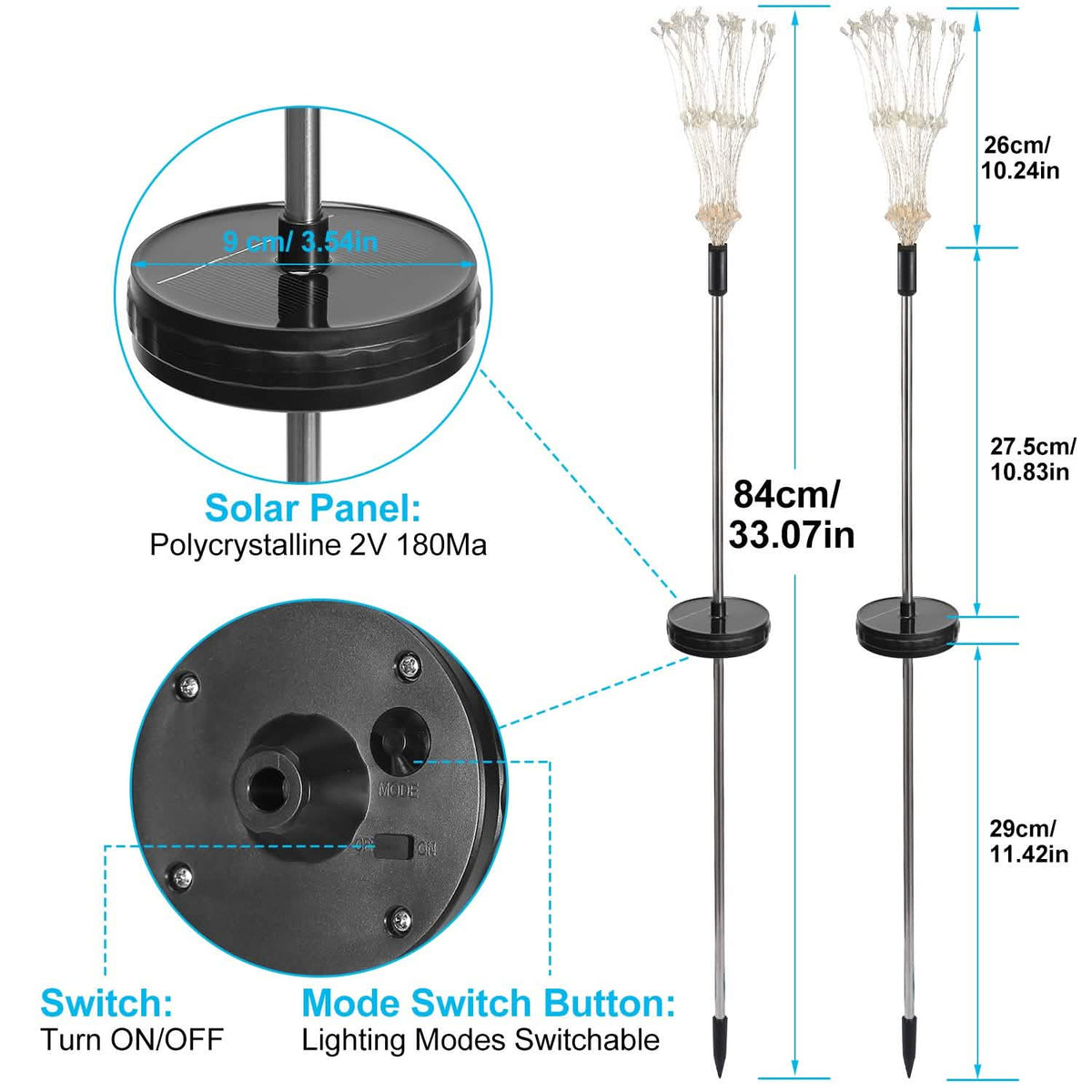 2-piece: Solar-powered star explosion garden lights