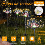 2-piece: Solar-powered star explosion garden lights