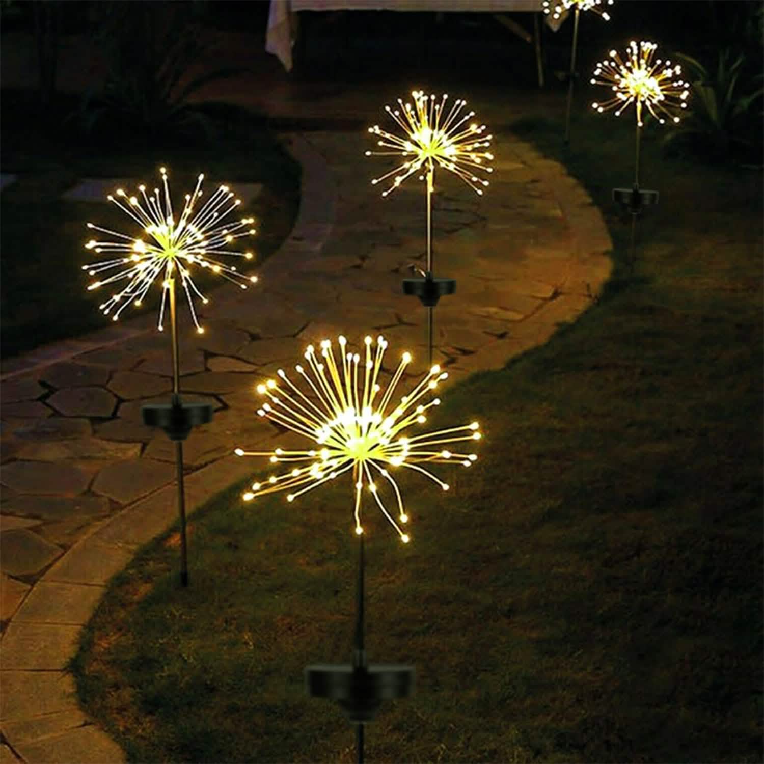 2-piece: Solar-powered star explosion garden lights