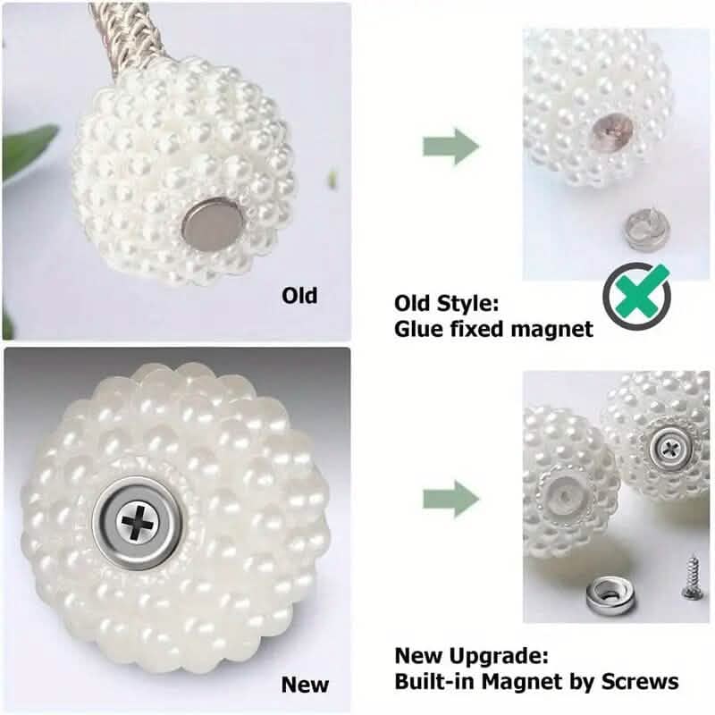 2-Piece: Magnetic Curtain Ties with Artificial Pearls