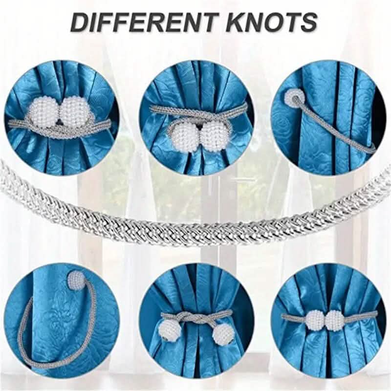 2-Piece: Magnetic Curtain Ties with Artificial Pearls